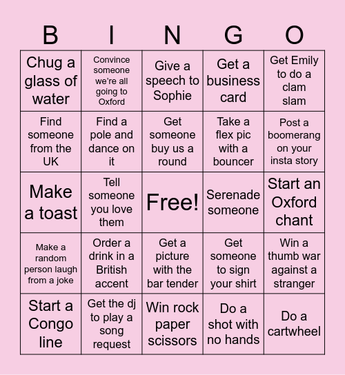 OXFORD CRAWLLL Bingo Card