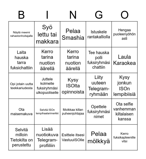 Nuotioiltabingo Card