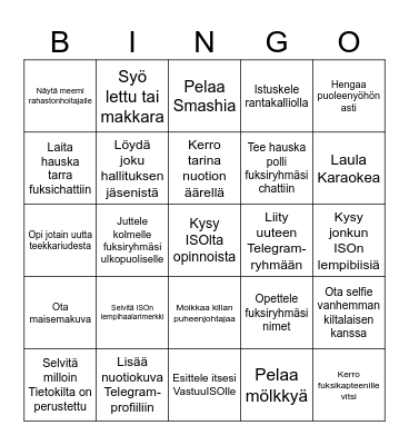 Nuotioiltabingo Card