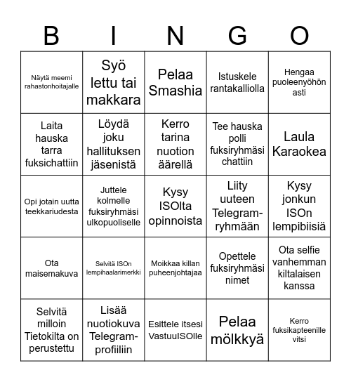 Nuotioiltabingo Card