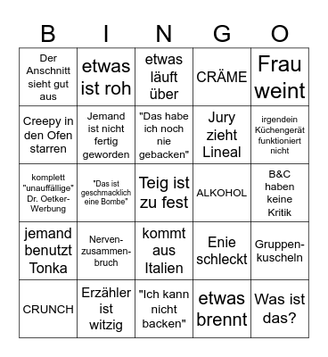 Das ultimative Große Backen Bingo Card