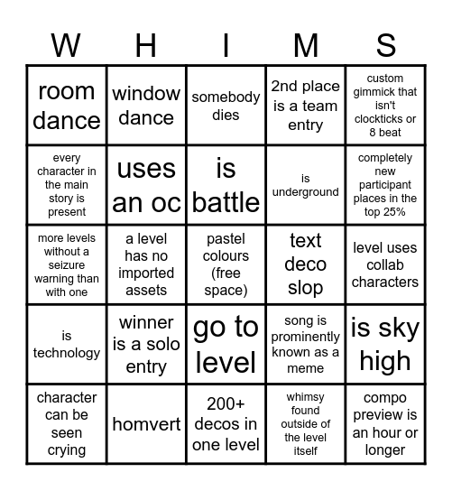 Compo 23 Bingo Card