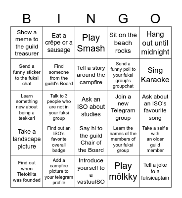 Campfire night bingo Card