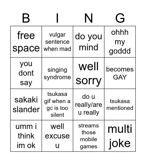 kai talking bingo Card