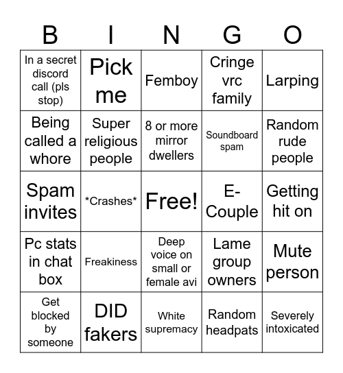 VrChat Bingo! Bingo Card