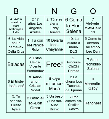 Bingo Musical - Animaccion Bingo Card