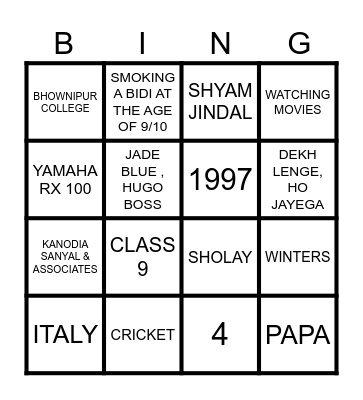 THE CLASSIC '76 EDITION BINGO Card