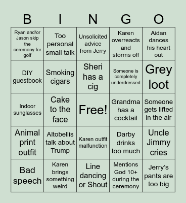Wedding BINGO Card