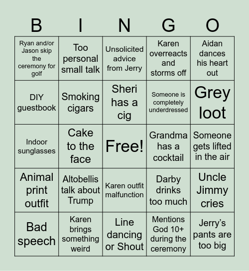 Wedding BINGO Card