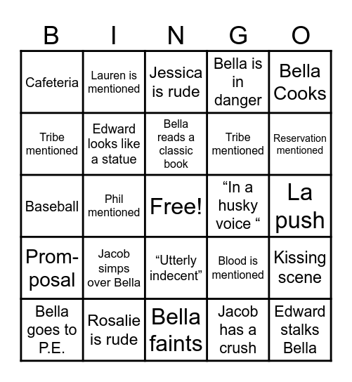 Twilight Bingo! Bingo Card