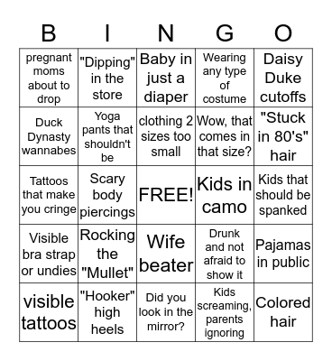 Dinner Theater Bingo Card