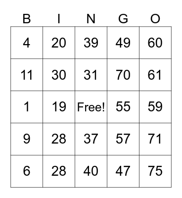 Bingo García Bingo Card