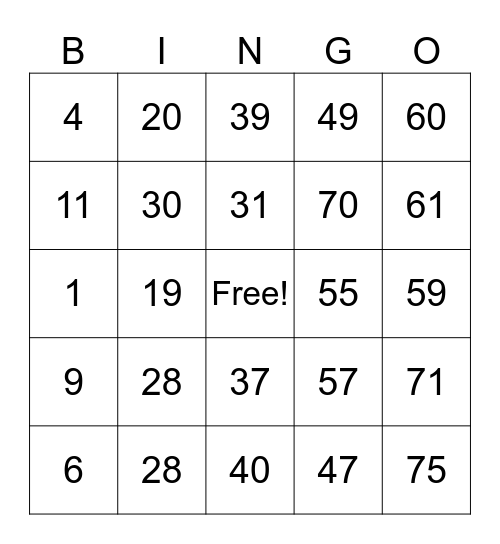 Bingo García Bingo Card