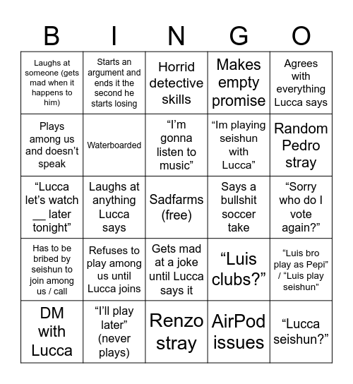 Murillo bingo Card