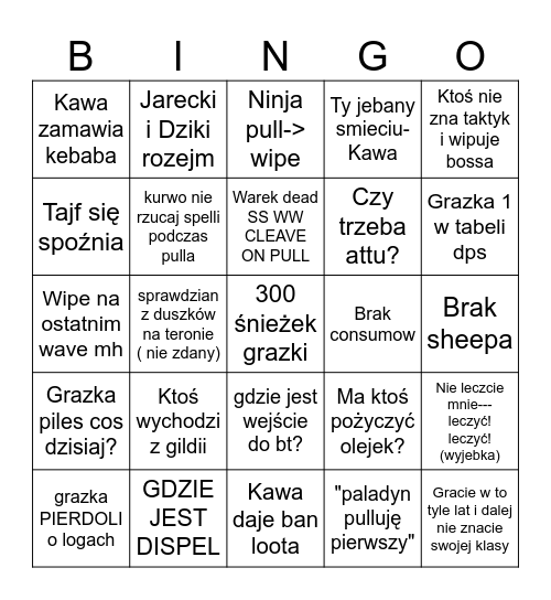 Bingo na t6 Bingo Card