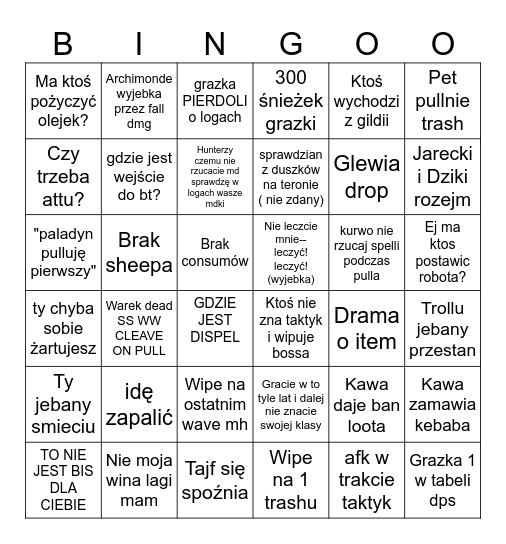 Bingo T6 Bingo Card