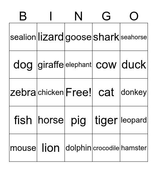 Party animal Bingo! Bingo Card