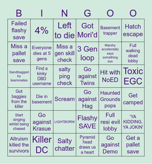 Deeeebs bingo Card