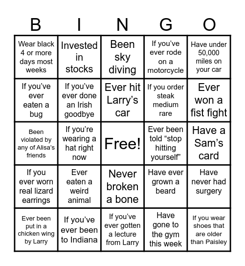 Larry Bingo Card
