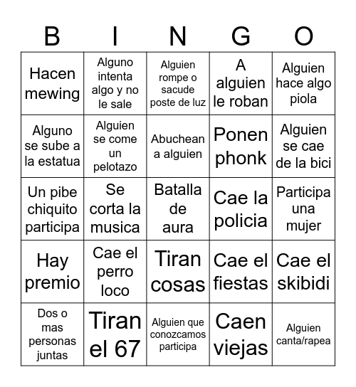 Aura Bingo Card
