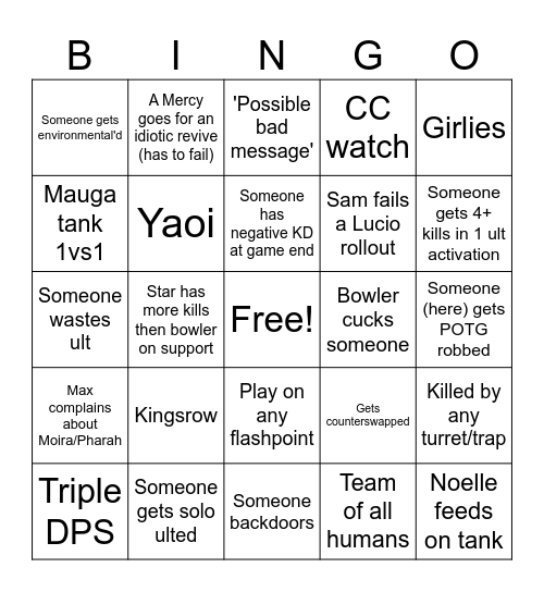 Overslop Bingo Card