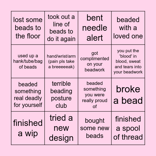 beader bingo <3 with Shiny Raven Club Bingo Card