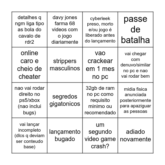 bingo gta6 Bingo Card