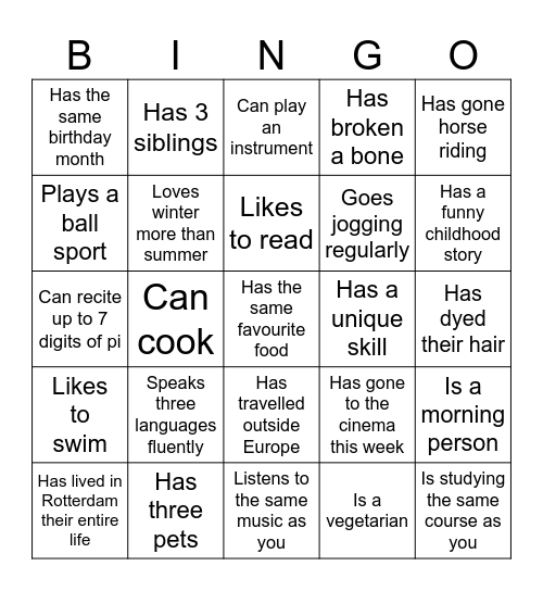 Find someone who... Bingo Card