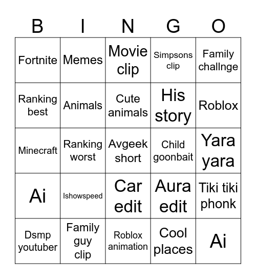 Untitled Bingo Card