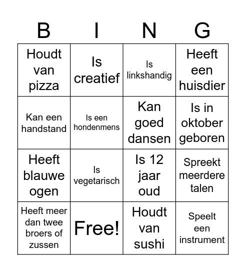 Kennis maken biologie Bingo Card