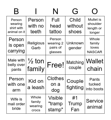 People Watching BINGO Card