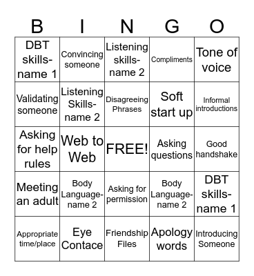 Good Communication Skills Bingo Card