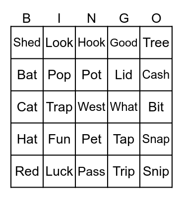Word Bingo Card
