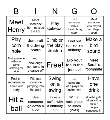 Birthday Bingo Card