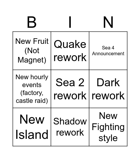 Blox Fruits Trailer Bingo Card