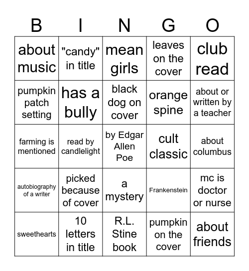 OCTOBER BOOK Bingo Card