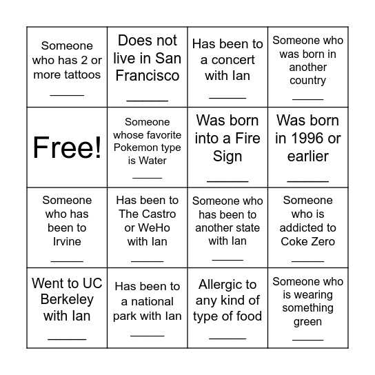 Sunset by the SEA Bingo Card