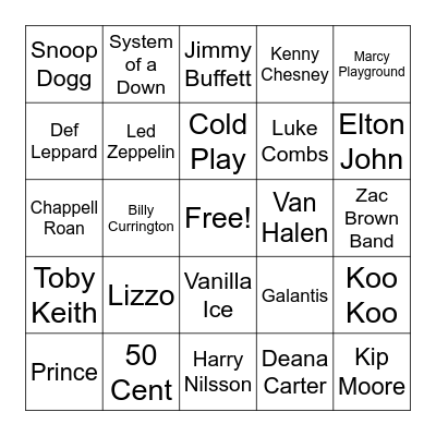 Food and Drink Bingo Card