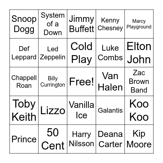 Food and Drink Bingo Card