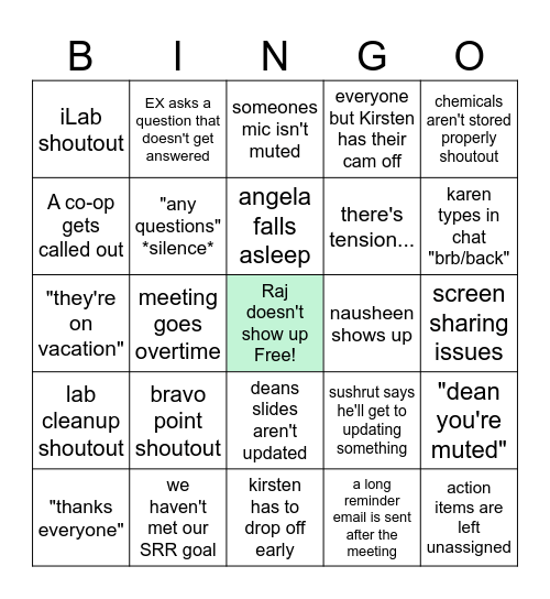 Secret Bingo Card