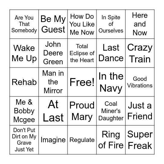 Artist that Died Bingo Card