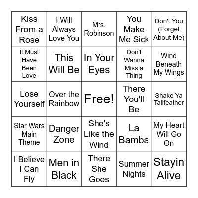 Movie Songs #1 Bingo Card