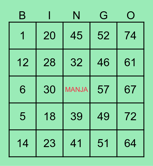 26 Bingo Card