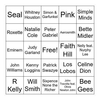 Movie Songs #1 Bingo Card