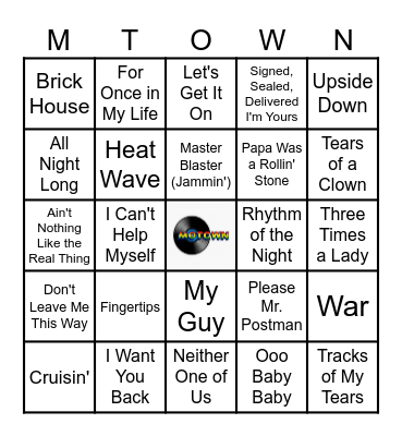 Motown Greats Bingo Card