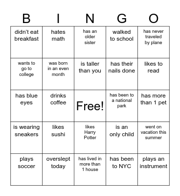 Find Someone Who . . . Bingo Card