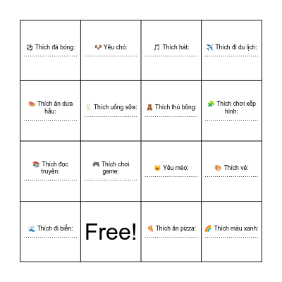 CHÀO NĂM HỌC MỚI Bingo Card