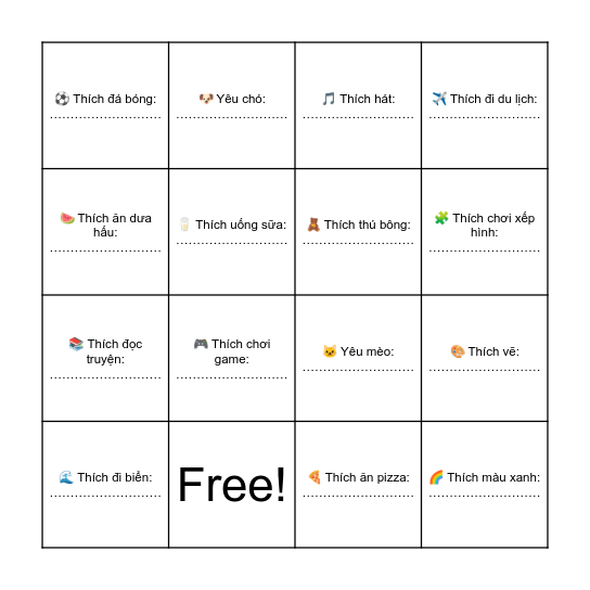 CHÀO NĂM HỌC MỚI Bingo Card