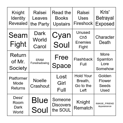 Deltarune Ch6 Bingo Card