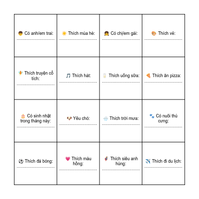 CHÀO NĂM HỌC MỚI Bingo Card